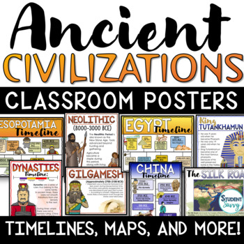 Preview of Ancient Civilizations Posters Timelines Maps History Word Wall Bulletin Board