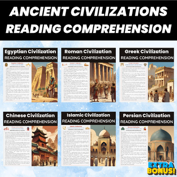 Preview of Ancient Civilizations Reading Comprehension Worksheets Bundle