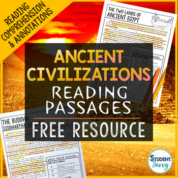Preview of Ancient Civilizations Reading Passages Free Resource Worksheets Activities 