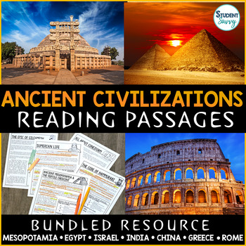Preview of Ancient Civilizations Reading Comprehension Passages Questions Main Idea History
