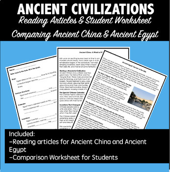 Preview of Ancient Civilizations Readings: Ancient Egypt & Ancient China Comparison