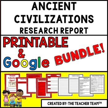 Preview of Ancient Civilizations Report Printable and Google Slides Bundle