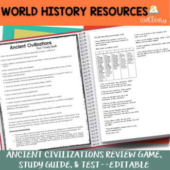 Preview of Ancient Civilizations Review Game, Study Guide, and Test