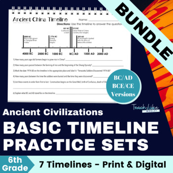 Preview of World History Timeline Practice | 6th Grade Social Studies Timeline Worksheets