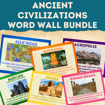 Preview of Ancient Civilizations Vocabulary Word Wall Cards Bundle