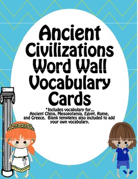 Preview of Ancient Civilizations Vocabulary Word Wall Cards