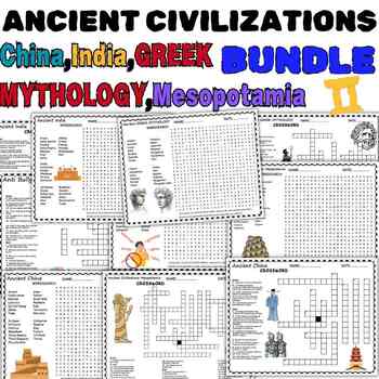Preview of Ancient Civilizations Vocabulary Worksheets,word search & Crosswords BUNDLE