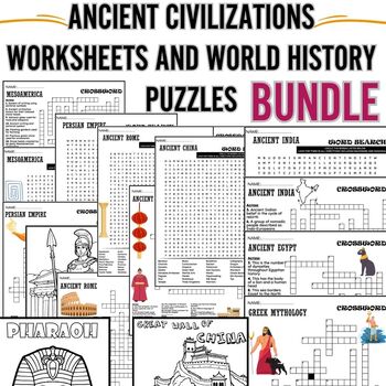 Preview of Ancient Civilizations Worksheets Ancient World History Puzzles BUNDLE