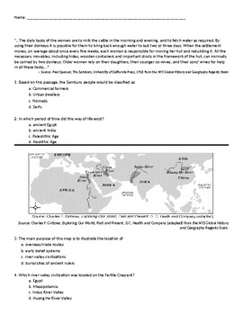 Preview of Ancient River Valley Civilizations unit 1 test - NYS Global II Regents aligned