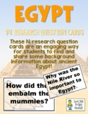 Ancient Egypt - 14 Research Question Cards