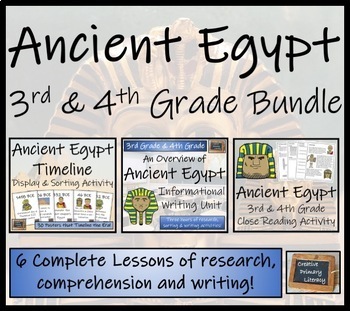 Preview of Ancient Egypt Display Sorting Close Reading & Writing Bundle | 3rd & 4th Grade