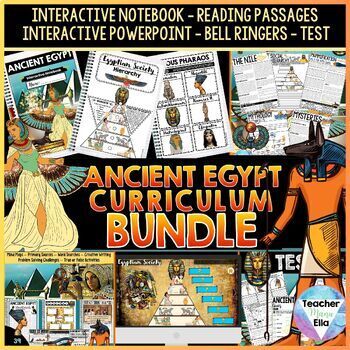Preview of Ancient Egypt Activties Curriculum Bundle - Worksheets - Map - Notebook - PPT