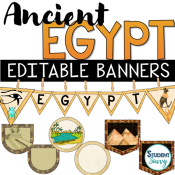 Preview of Ancient Egypt Banners Printable Door Decor History Classroom Decor Editable