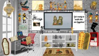 Preview of Ancient Egypt Bitmoji Virtual Classroom Template Daily Agenda