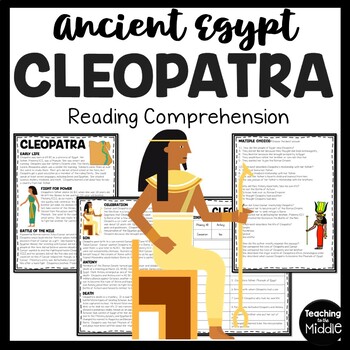 Preview of Ancient Egypt Cleopatra Reading Comprehension Worksheet Pharaoh