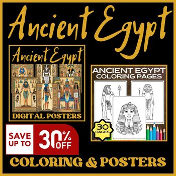 Preview of Ancient Egypt Coloring Pages - Ancient Egypt Posters - Bundle