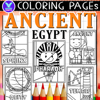 Preview of Ancient Egypt Coloring Pages & Writing Paper Activities ELA No PREP