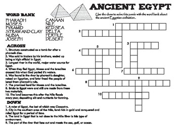 Ancient Egypt Crossword (Biblical View) by Bekah Partin TpT