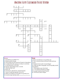 Preview of Ancient Egypt- Crossword Puzzle Review