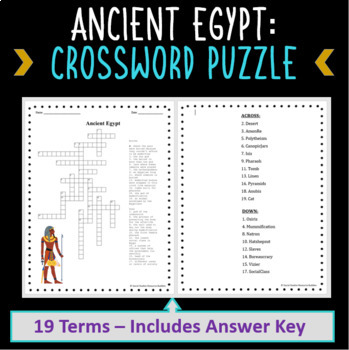 Ancient Egypt Crossword Puzzle and Answer Key TPT
