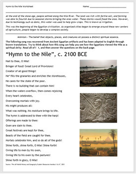 Preview of Ancient Egypt Culture & Geography - Hymn to the Nile DBQs (Grades 9-12 & Pre AP)