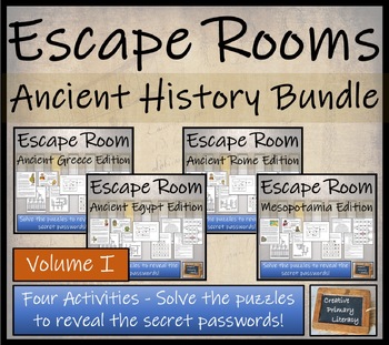 Preview of Ancient Civilizations Escape Room Activity Bundle Volume 1 | 5th & 6th Grade