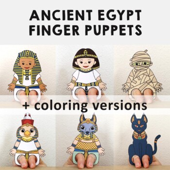Preview of Ancient Egypt Finger Puppets Printable Coloring Paper Craft Activity Templates