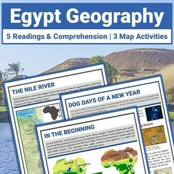 Preview of Ancient Egypt Geography Nile River Reading Comprehension Passages Map Activities
