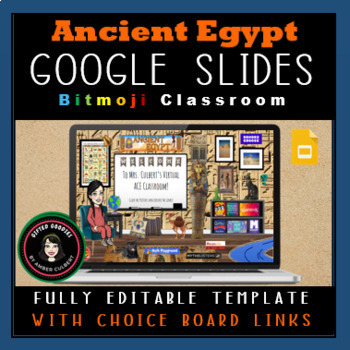 Preview of Ancient Egypt Google Slides Virtual Bitmoji Classroom Editable Choice Board Menu