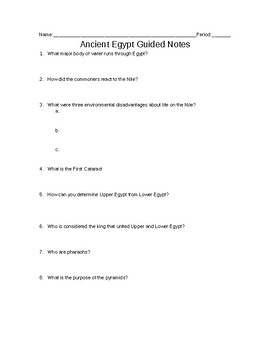 Preview of Ancient Egypt Guided Notes