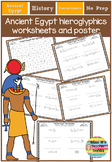 Ancient Egypt Hieroglyphics Worksheets with answers and alphabet poster