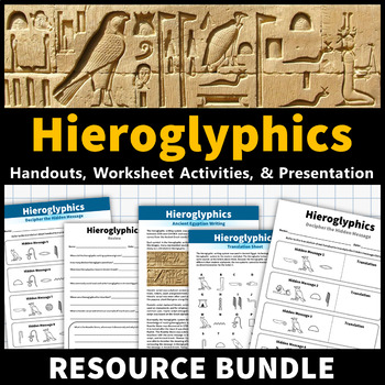 Preview of Ancient Egypt Hieroglyphics Activity Value Bundle - Worksheets and Presentation
