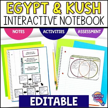 Preview of Ancient Egypt & Kush EDITABLE Interactive Notebook Unit