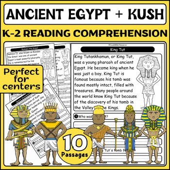 Preview of Ancient Egypt & Kush Reading Comprehension for Grades K-2 | 10 Engaging Passages
