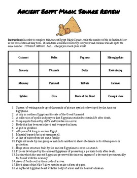 Preview of Ancient Egypt Magic Square: A Review Activity!