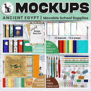 Preview of Ancient Egypt Movable Mockup School Supplies and Digital Underlaying Papers Set1