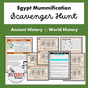 Preview of Ancient Egypt Mummification Reading Comprehension & Text Evidence Scavenger Hunt
