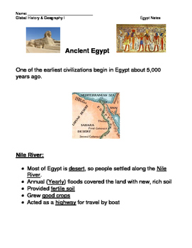 Preview of Ancient Egypt Note Packet
