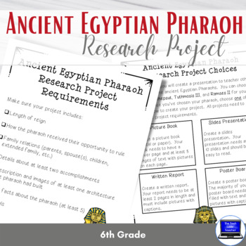 Preview of 6th Grade: No-Prep, Ancient Egyptian Pharaoh Research Project (includes Rubric)