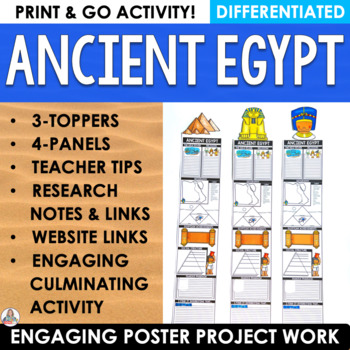 Preview of Ancient Egypt Activities - Egyptian Pharaohs & Pyramids & Gods Poster Projects