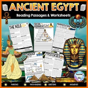 Preview of Ancient Egypt Reading Passages & Worksheets + Comprehenshion Activities