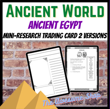 Preview of Ancient Egypt Research Trading Card Two Options: Gods and Pharaoh