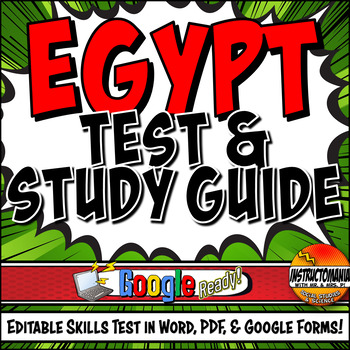 Preview of Ancient Egypt Skills Test & Study Guide Bundle, Editable, Print or Google Forms