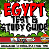 Ancient Egypt Skills Test & Study Guide Bundle, Editable, 