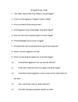 Preview of Ancient Egypt Study Guide