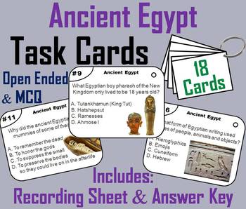 Preview of Ancient Egypt Task Cards Activity (King tut, Hatshepsut, Hieroglyphics)