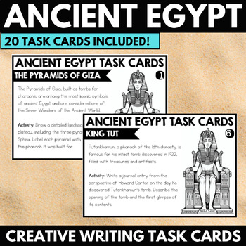 Preview of Ancient Egypt Task Cards - Creative Writing Prompts - Egypt Activities Projects