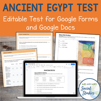 Preview of Ancient Egypt Test for Google Drive | Study Guide and Unit Test or Assessment
