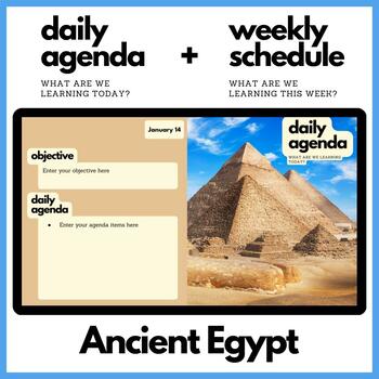 Preview of Ancient Egypt Themed Daily Agenda + Weekly Schedule for Google Slides