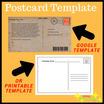 Preview of Digital and Printable Paper Template Postcard EDITABLE